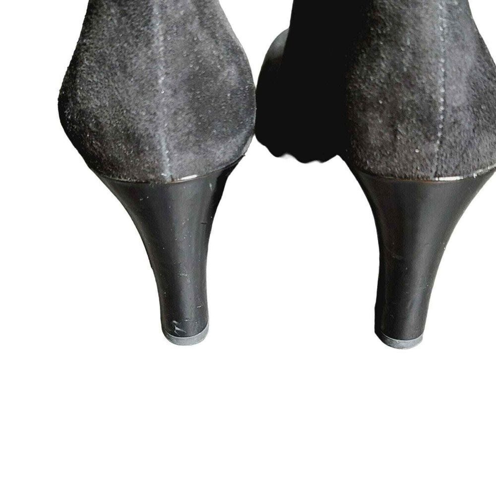 Franco Sarto Peace Black‎ Booties 7.5M Suede Heels Round Toe Winter Stiletto - Picture 4 of 5